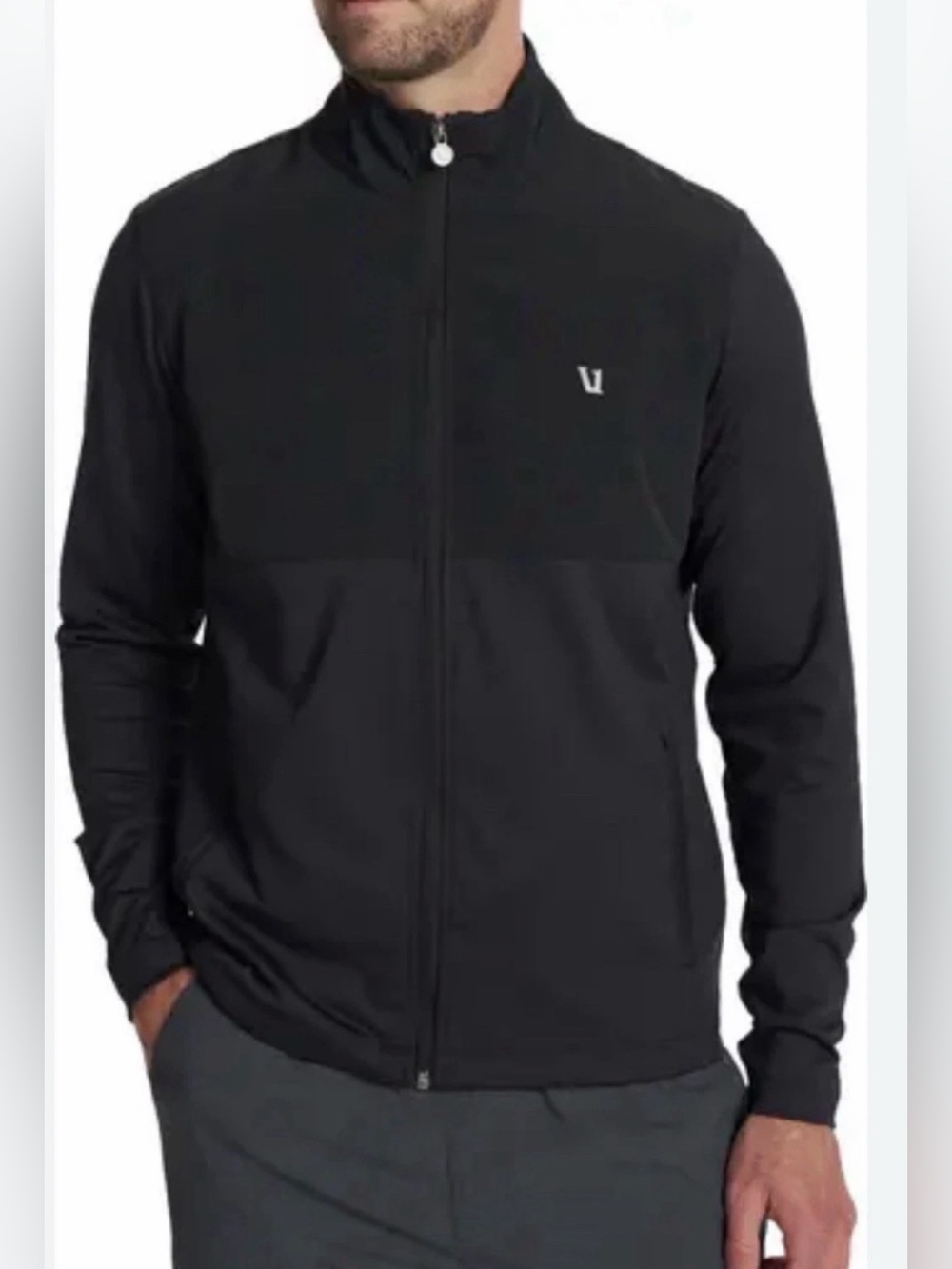 Vuori Jacket Mens Small Black Sunday Element Track Full Zip Performance EUC